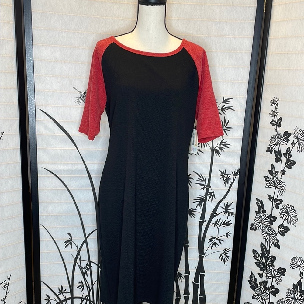 Lularoe Julia Black and Red Women's Dress 2xl